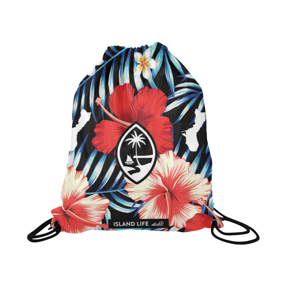 Guam Tropical Floral Large Drawstring Bag