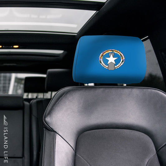 CNMI Saipan Flag Custom Car Headrest Cover (Set of 2) - Ready to Ship
