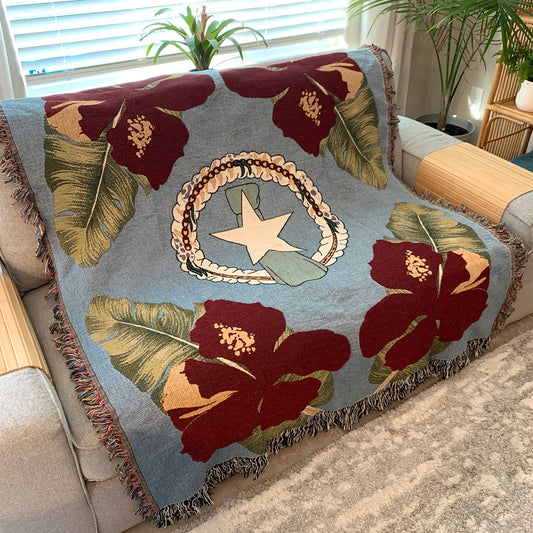 CNMI Seal Hibiscus Paradise Woven Blanket