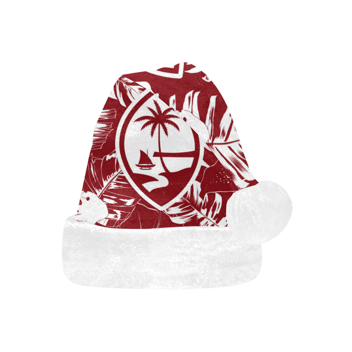 Guam Red Hibiscus Christmas Santa Hat