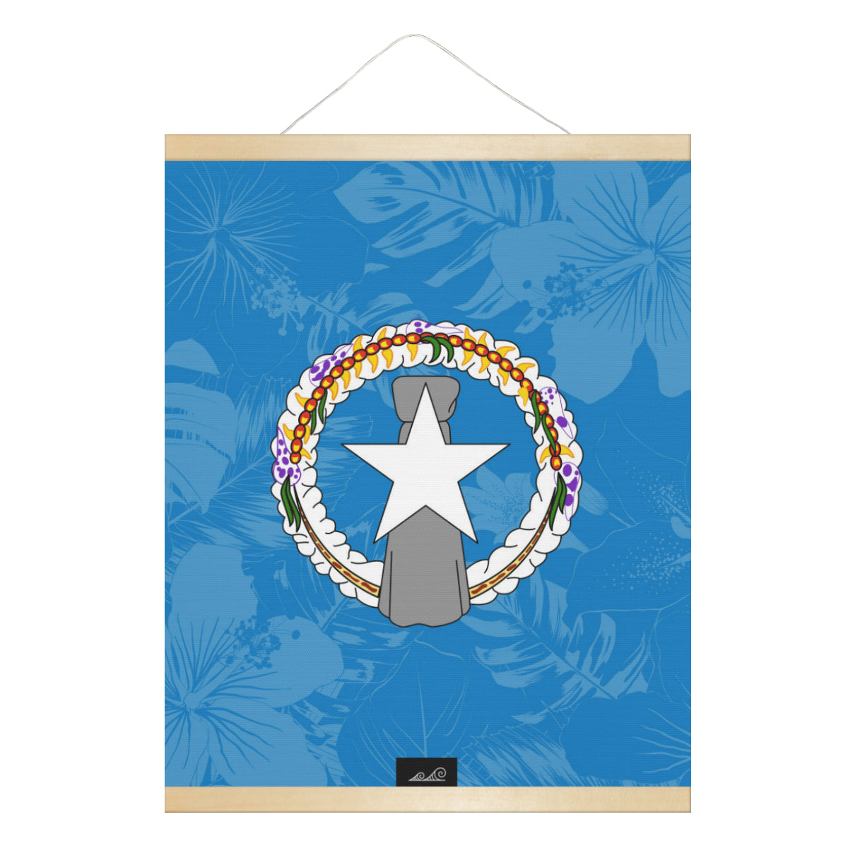CNMI Floral Flag Hanging Canvas Poster with Wood Frame