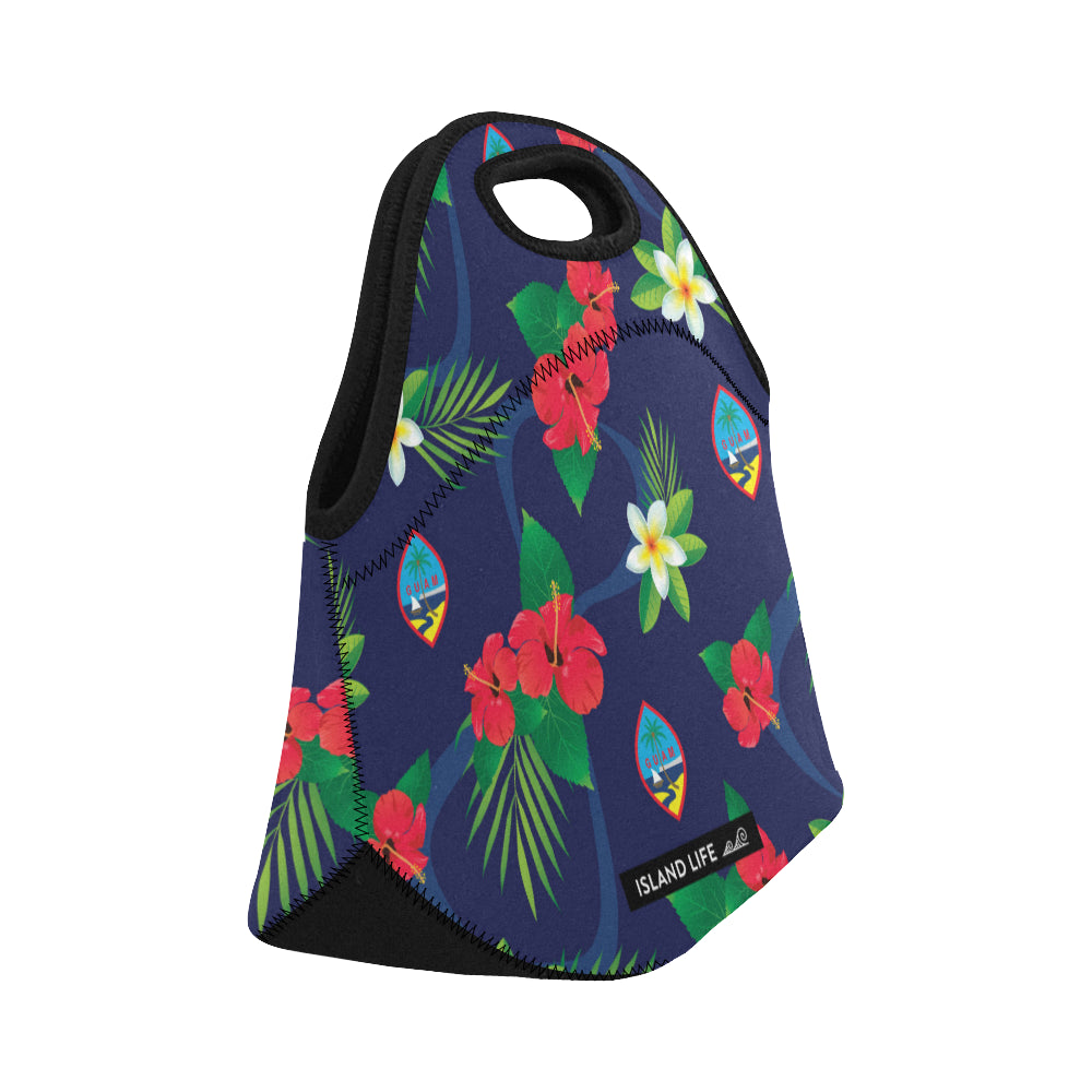 Guam Flag Flowers Neoprene Lunch Bag Small