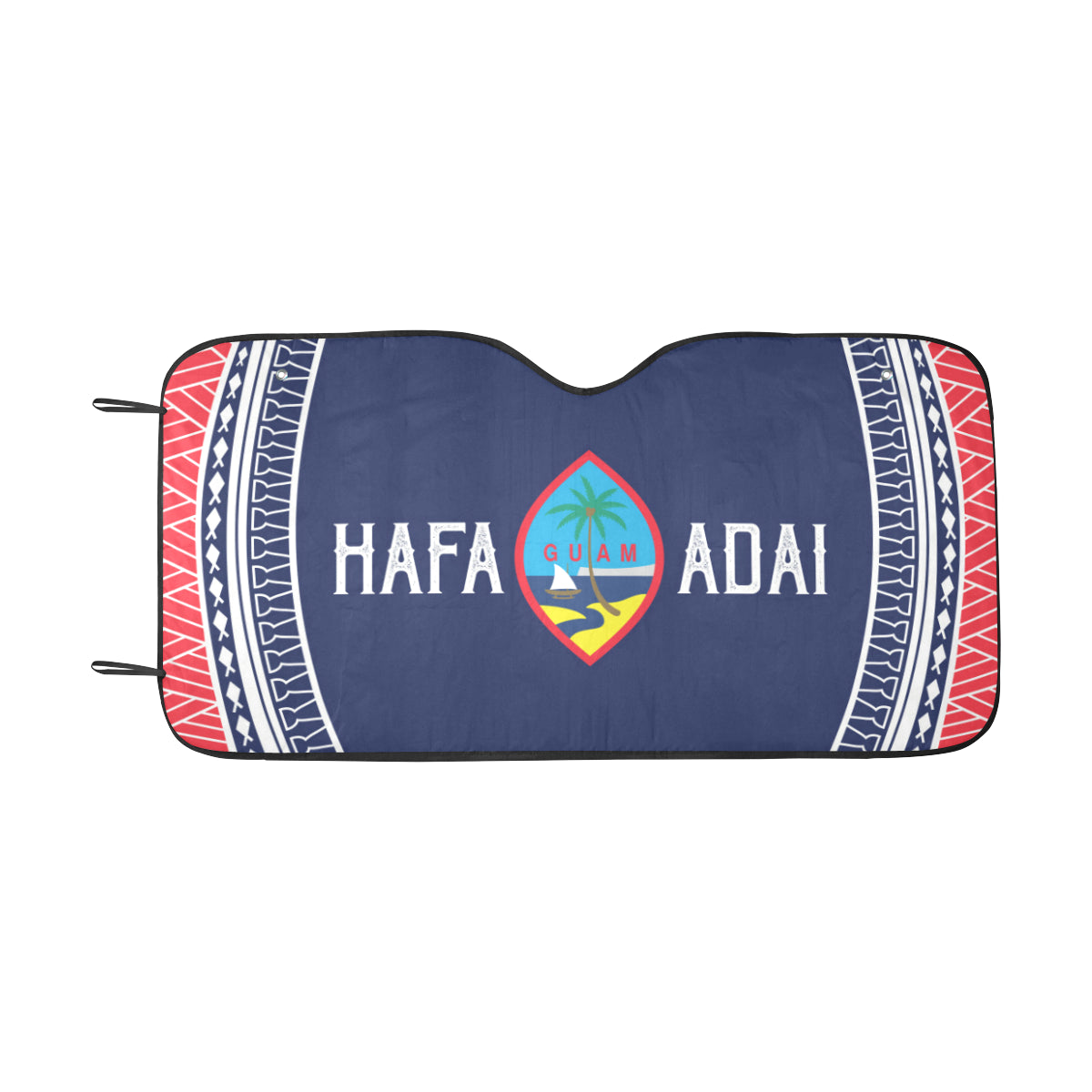 Hafa Adai Guam Tribal Blue Red Car Sun Shade