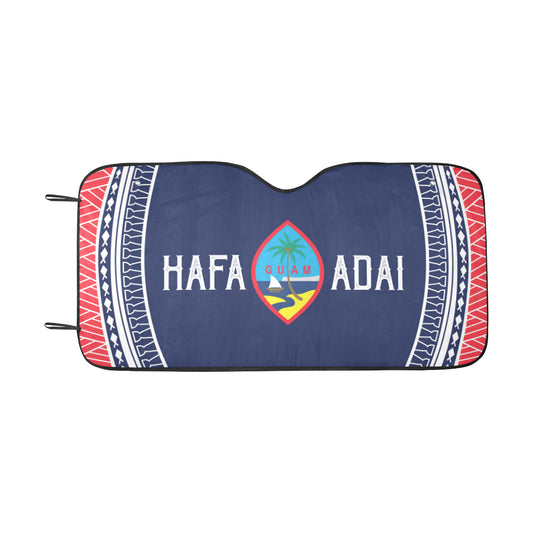 Hafa Adai Guam Tribal Blue Red Car Sun Shade