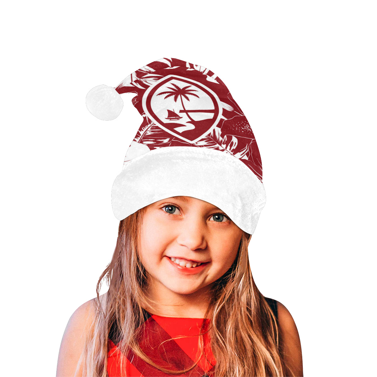 Guam Red Hibiscus Christmas Santa Hat