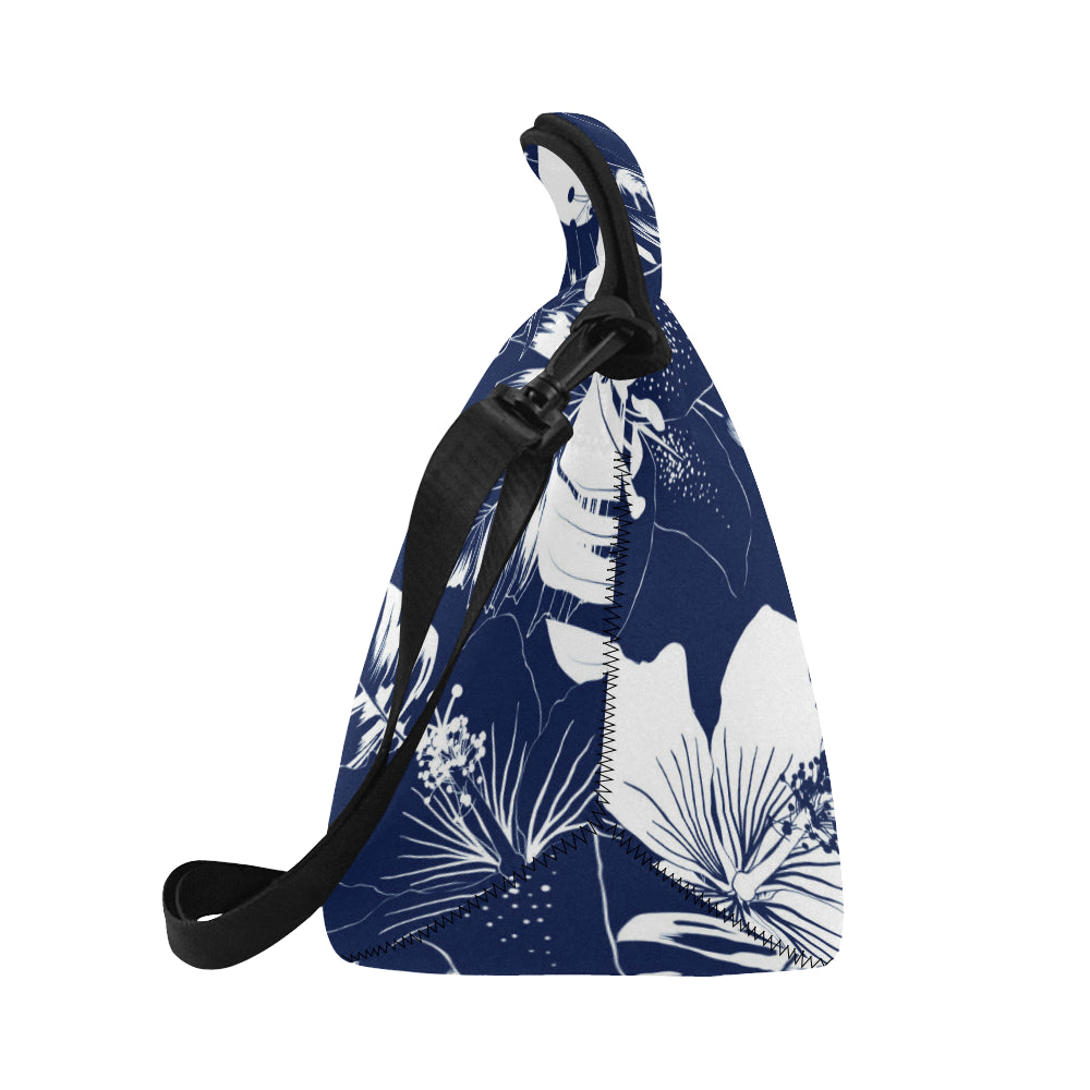 Guam Blue Floral Neoprene Lunch Bag Large