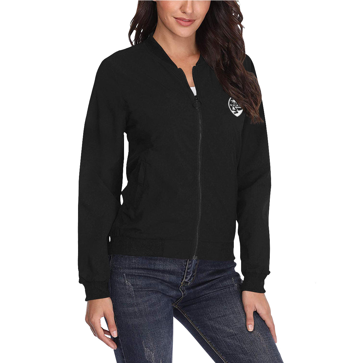 Guam Map Black Women's Bomber Jacket