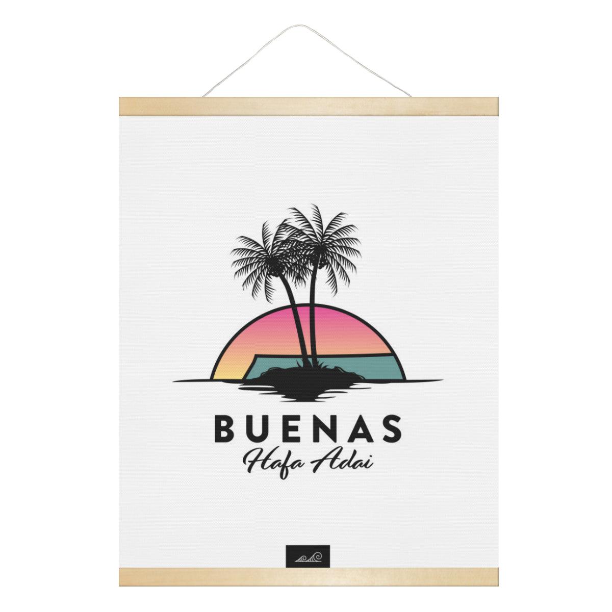 Buenas Hafa Adai Sunset Guam CNMI Hanging Canvas Poster with Wood Frame