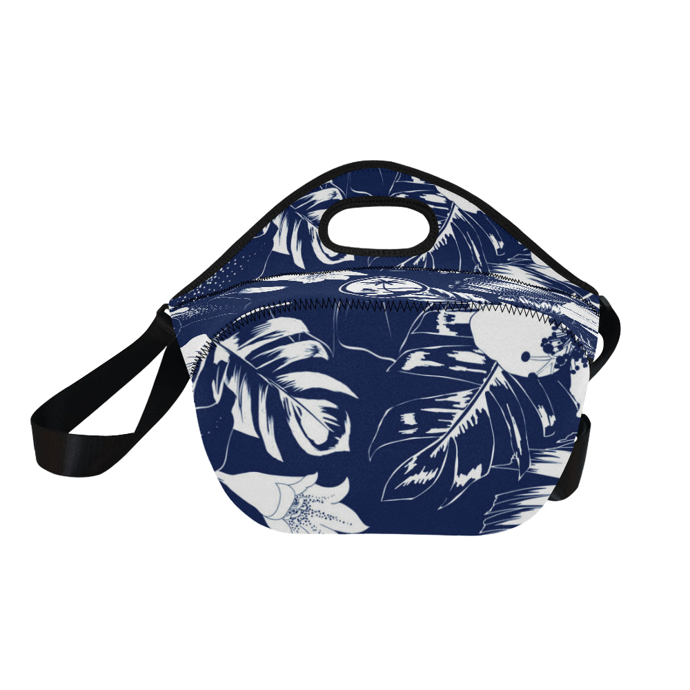 Guam Blue Floral Neoprene Lunch Bag Large