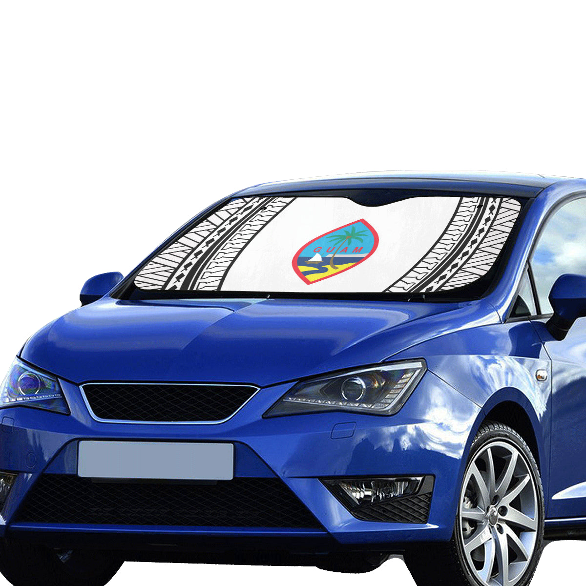 Guam Seal Tribal White Car Sun Shade