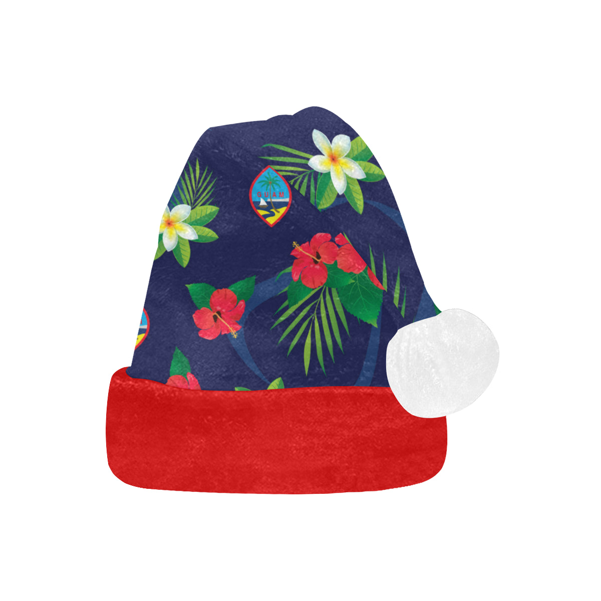 Guam Flag Flowers Christmas Santa Hat