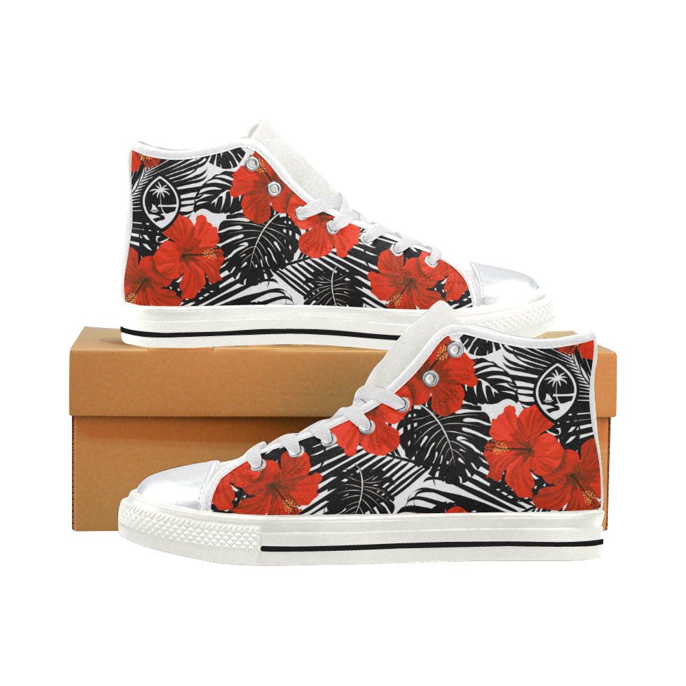 Guam Red Black Hibiscus High Top Shoe Kids