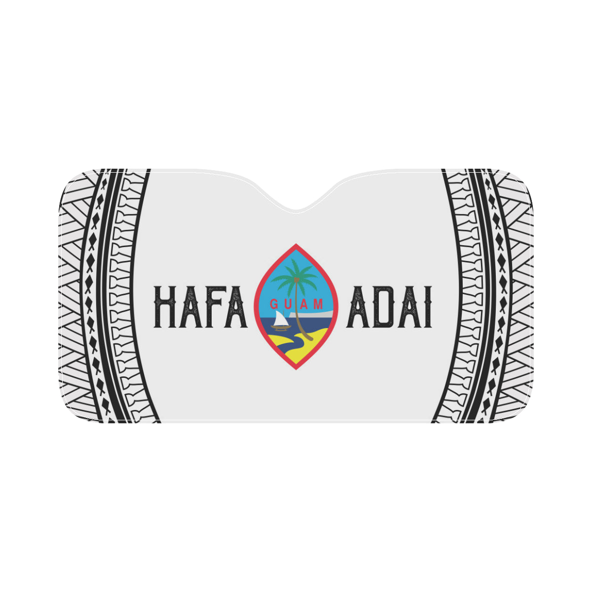 Hafa Adai Guam White Tribal Car Sun Shade