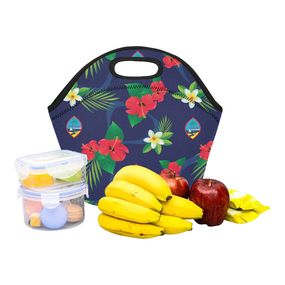 Guam Flag Flowers Neoprene Lunch Bag Small