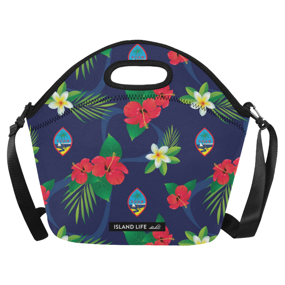 Guam Flag Flowers Neoprene Lunch Bag Large