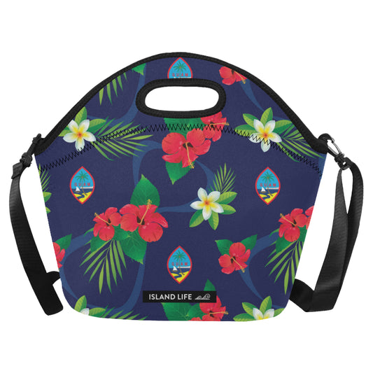 Guam Flag Flowers Neoprene Lunch Bag Large