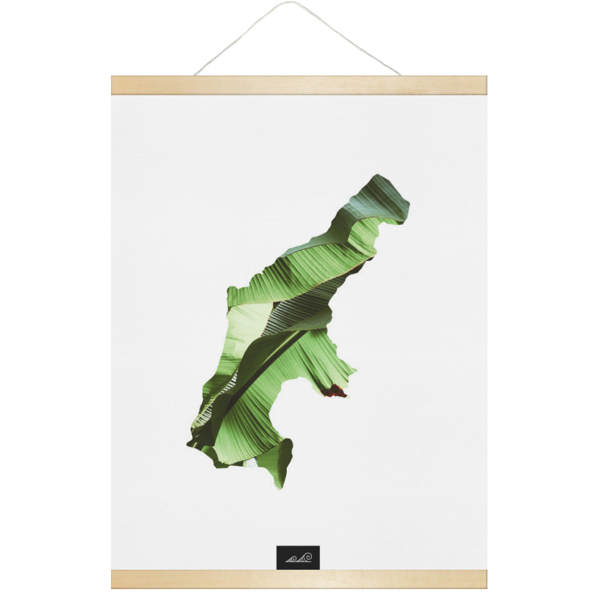 Saipan Island Banana Leaves Hanging Canvas Poster with Wood Frame