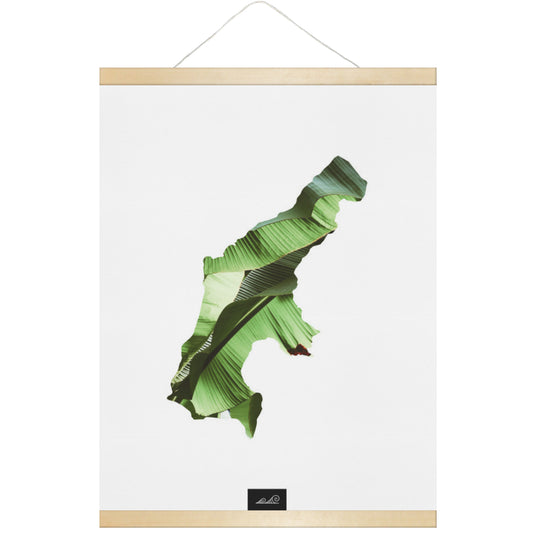 Saipan Island Banana Leaves Hanging Canvas Poster with Wood Frame