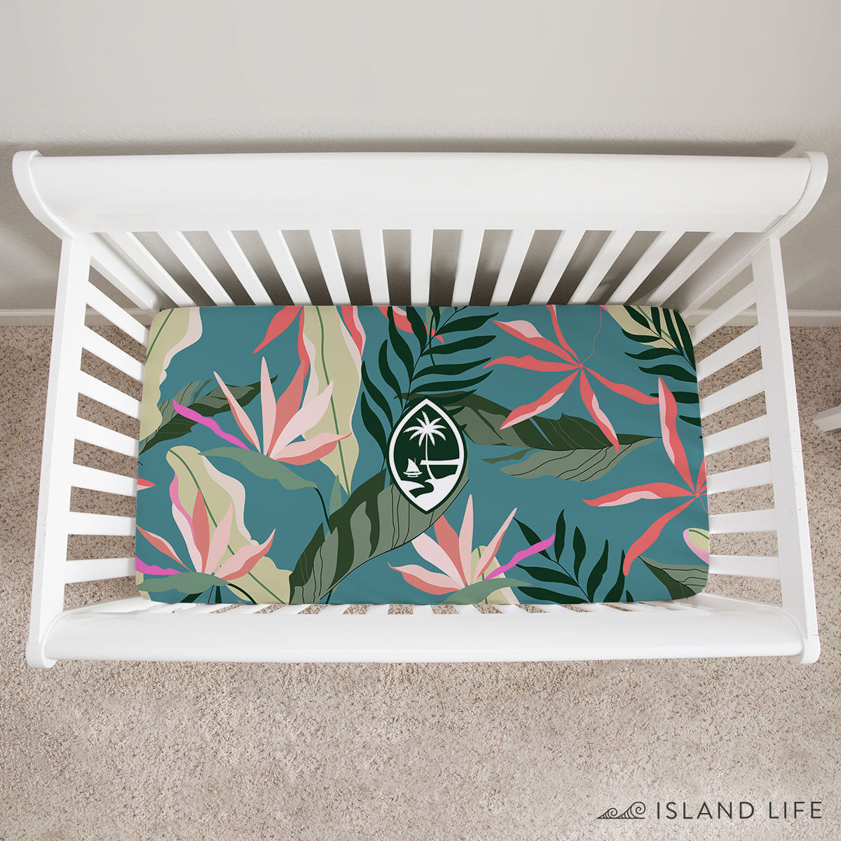 Guam Blue Birds of Paradise Baby Crib Sheet