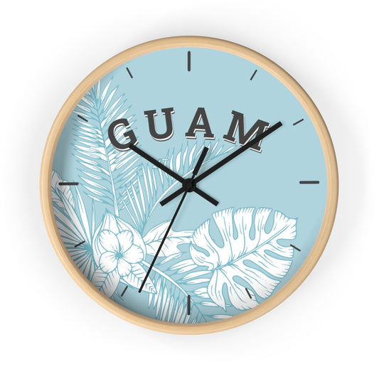 Guam Jungle Leaves Blue Wall Clock