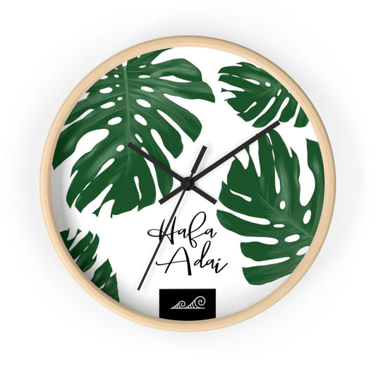 Hafa Adai Lemai Leaves Wall Clock