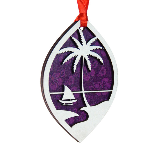 Guam Seal Purple Hibiscus Layered Wood Ornament