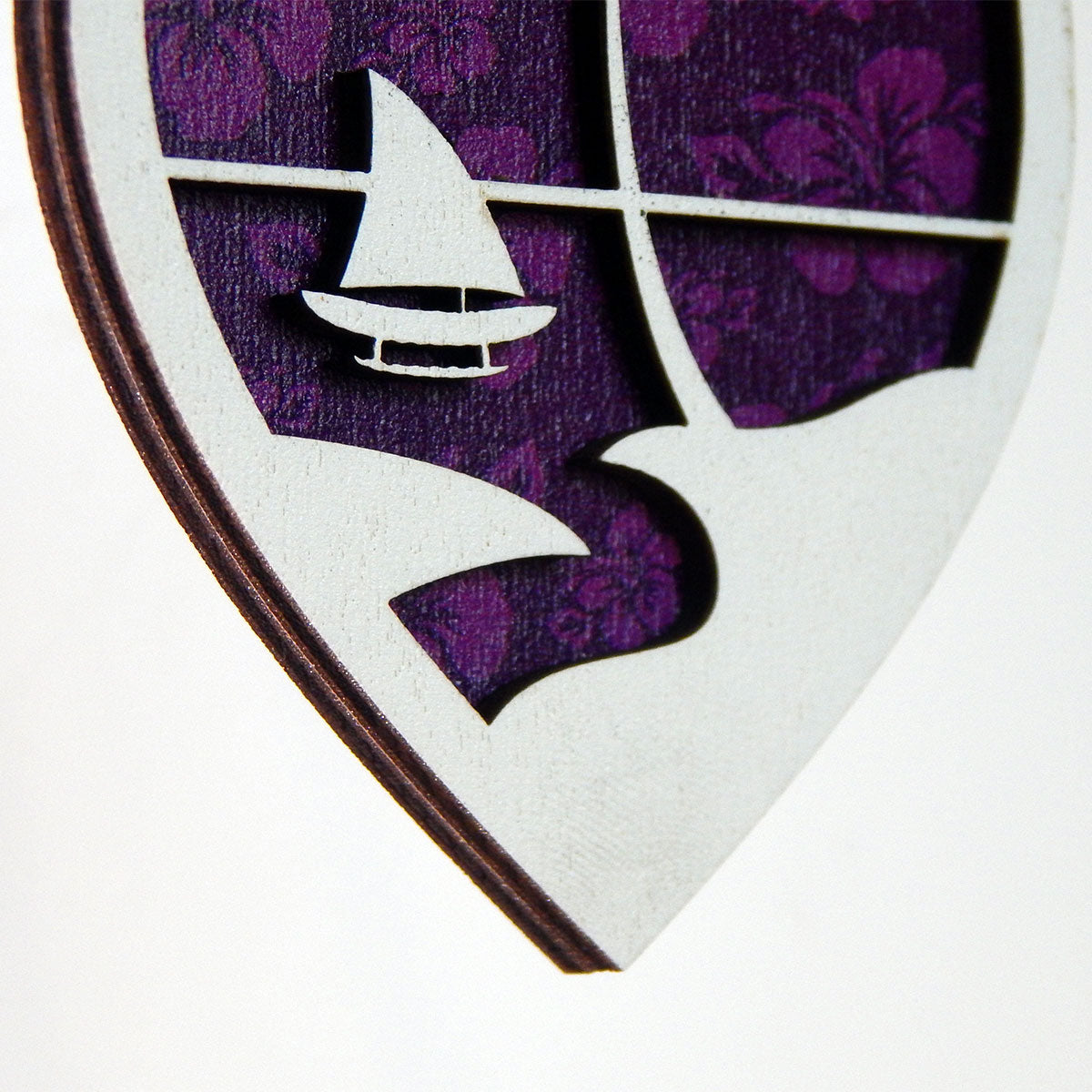 Guam Seal Purple Hibiscus Layered Wood Ornament