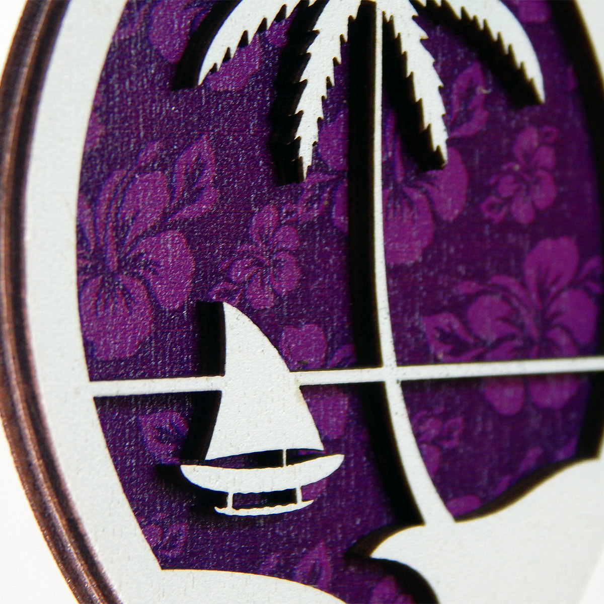 Guam Seal Purple Hibiscus Layered Wood Ornament