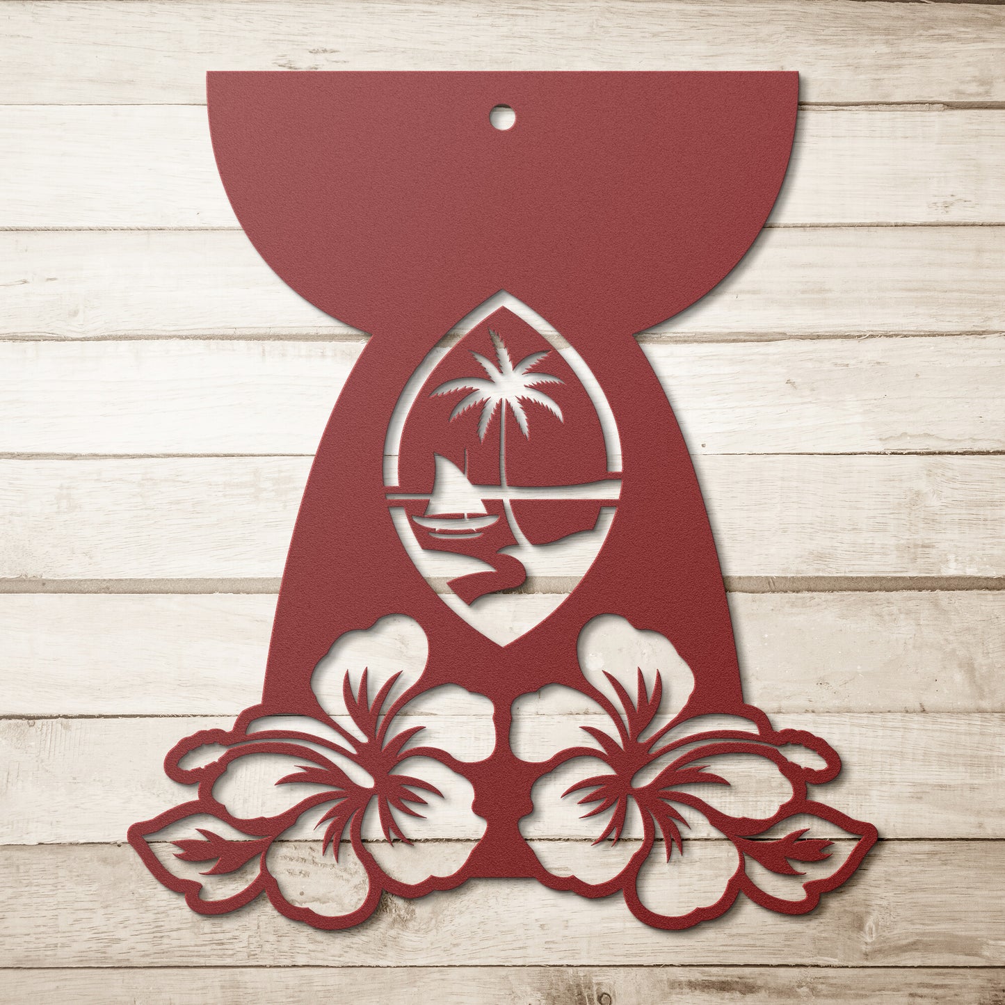 Guam Latte Stone Flowers Metal Wall Decor Sign