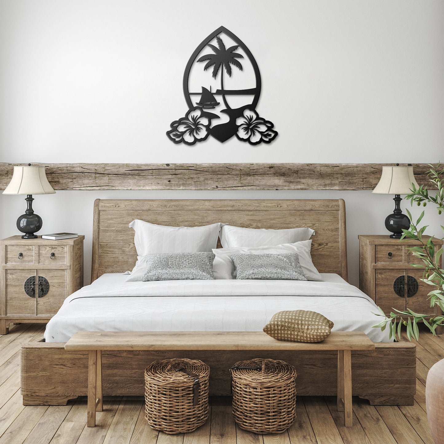 Guam Seal Hibiscus Metal Wall Decor Sign