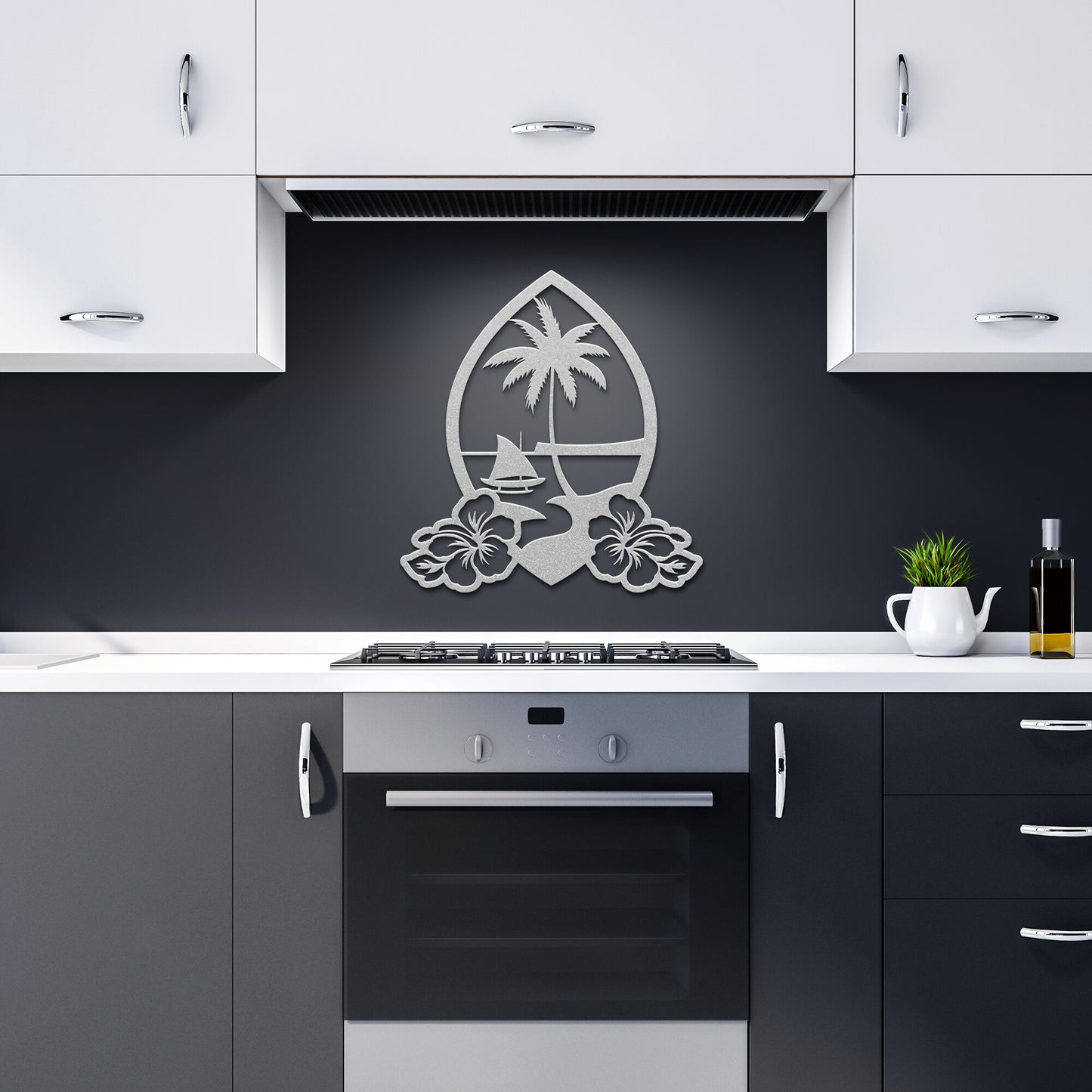 Guam Seal Hibiscus Metal Wall Decor Sign