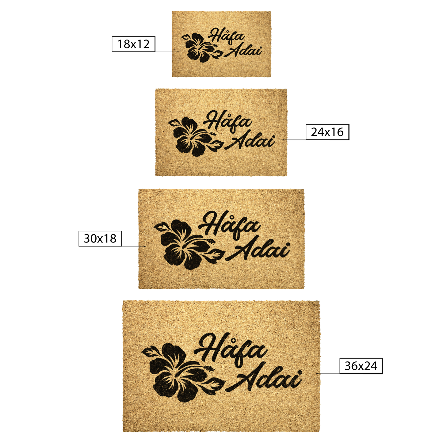 Hafa Adai Hibiscus Guam CNMI Outdoor Coir Door Mat