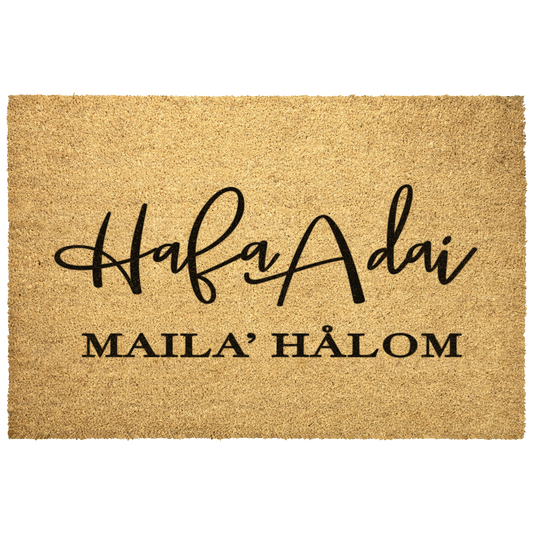 Hafa Adai Maila Halom Guam CNMI Outdoor Coir Door Mat