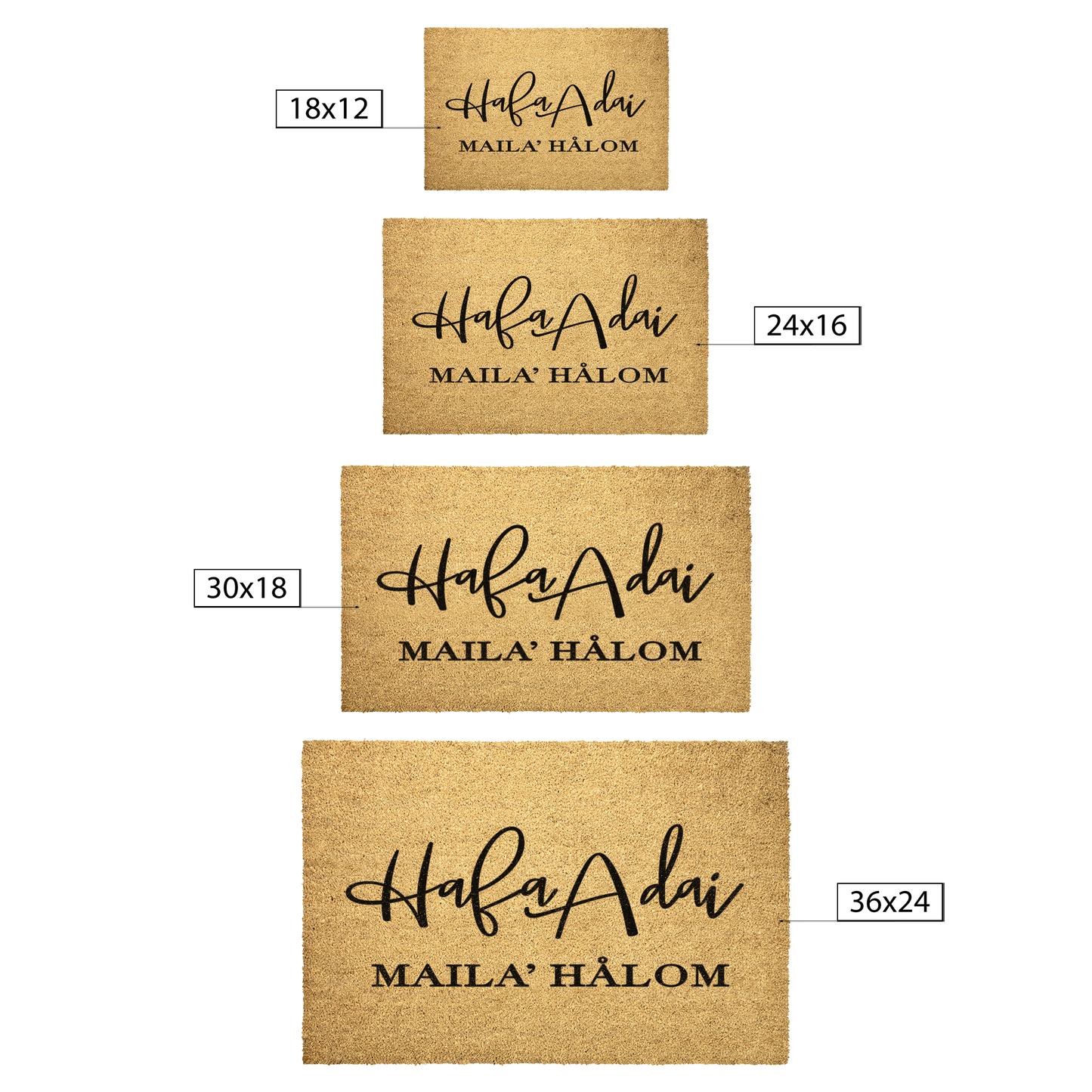 Hafa Adai Maila Halom Guam CNMI Outdoor Coir Door Mat