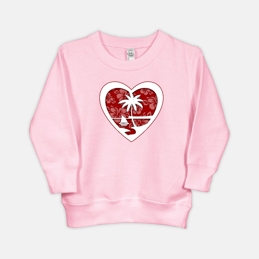 Heart Guam Hibiscus Red Toddler Crew Neck Sweatshirt