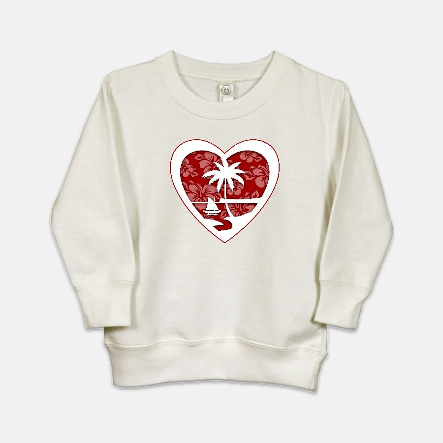 Heart Guam Hibiscus Red Toddler Crew Neck Sweatshirt