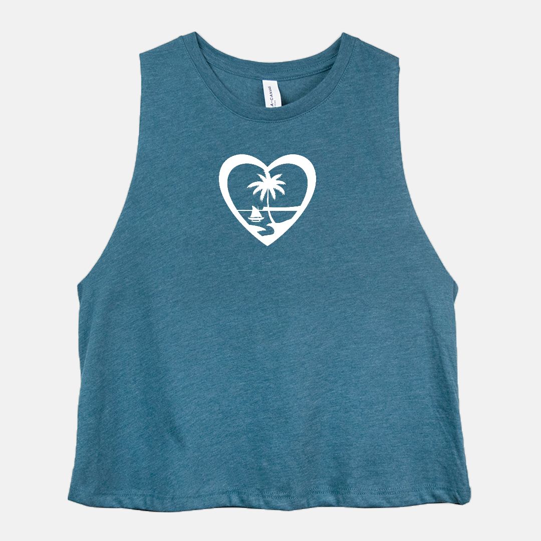 Heart Guam Racerback Cropped Tank Top