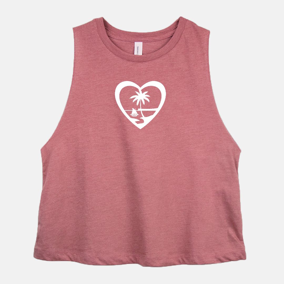 Heart Guam Racerback Cropped Tank Top