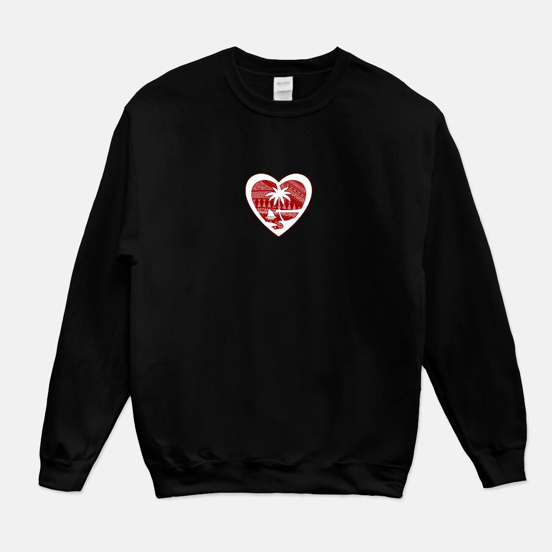 Heart Guam Tribal Unisex Crew Neck Sweatshirt