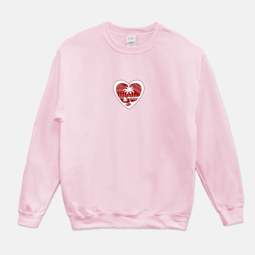 Heart Guam Tribal Unisex Crew Neck Sweatshirt