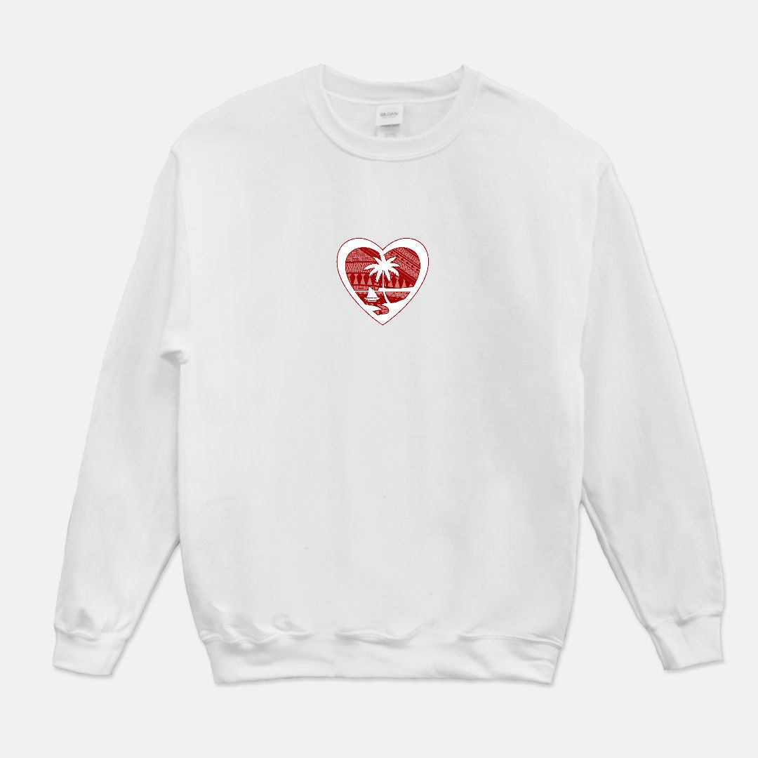 Heart Guam Tribal Unisex Crew Neck Sweatshirt