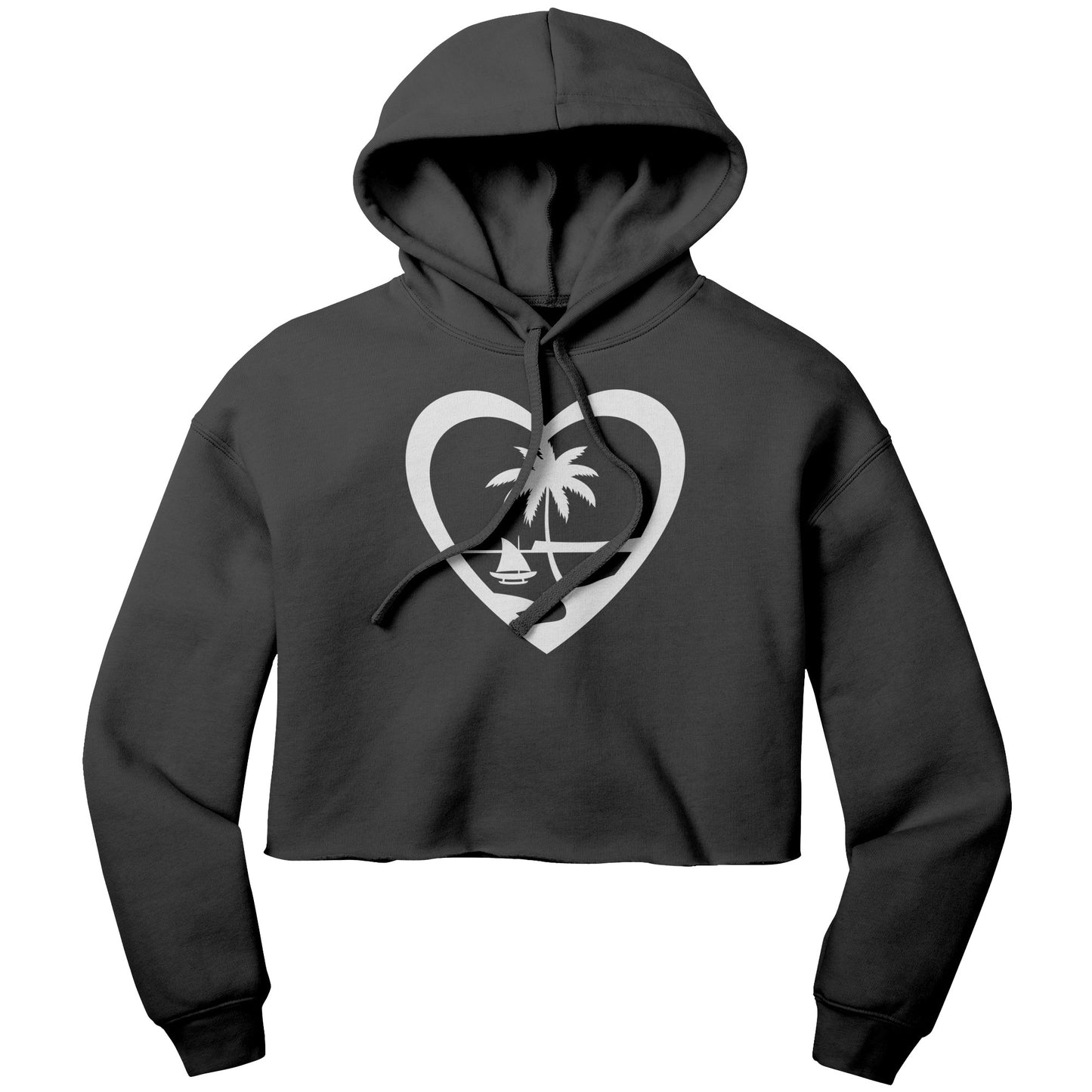 Heart Guam Women's Crop Fleece Pullover Hoodie