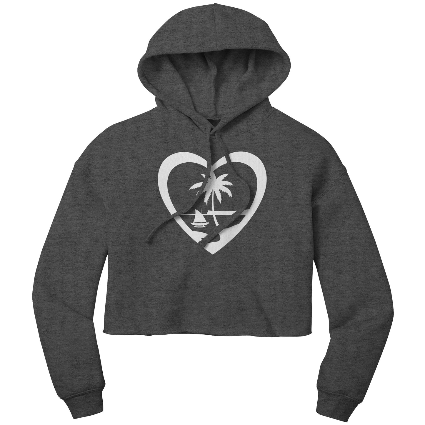Heart Guam Women's Crop Fleece Pullover Hoodie