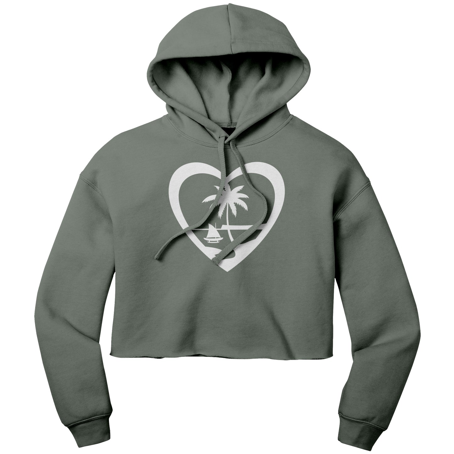 Heart Guam Women's Crop Fleece Pullover Hoodie