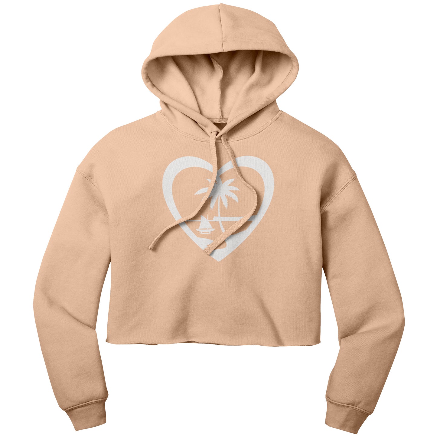 Heart Guam Women's Crop Fleece Pullover Hoodie