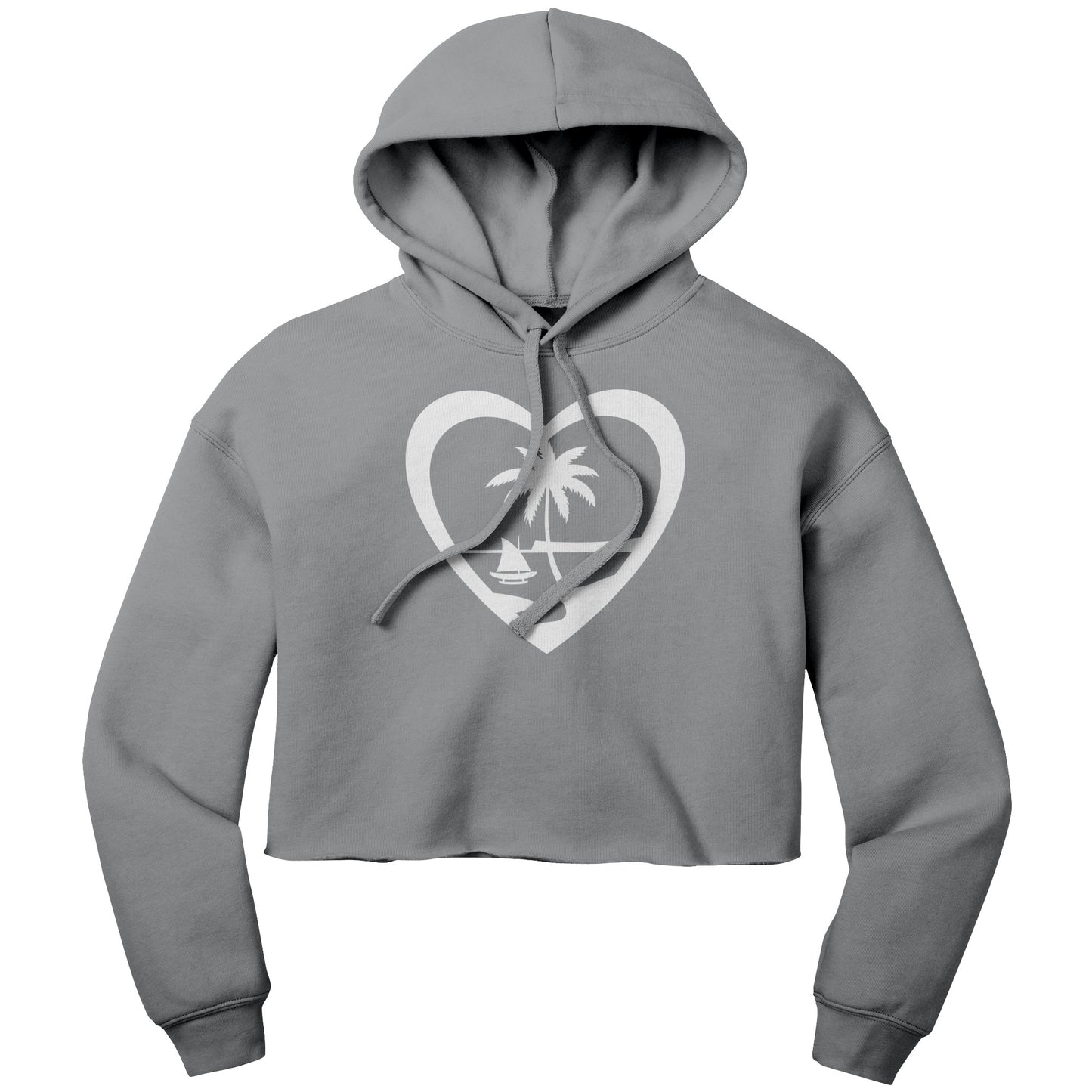 Heart Guam Women's Crop Fleece Pullover Hoodie