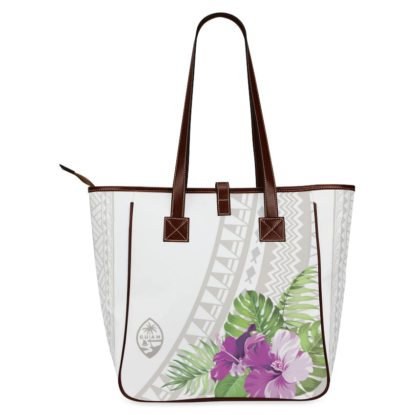 Guam Seal Purple Hibiscus Tribal Classic Tote Purse