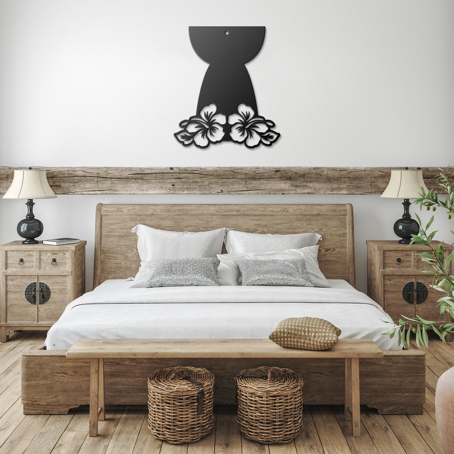 Latte Stone Hibiscus Guam CNMI Metal Wall Decor Sign