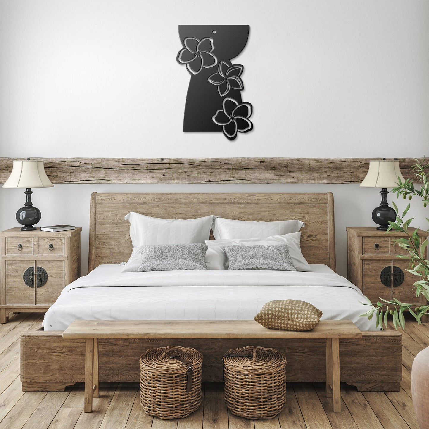 Latte Stone Plumeria Guam CNMI Metal Wall Decor Sign