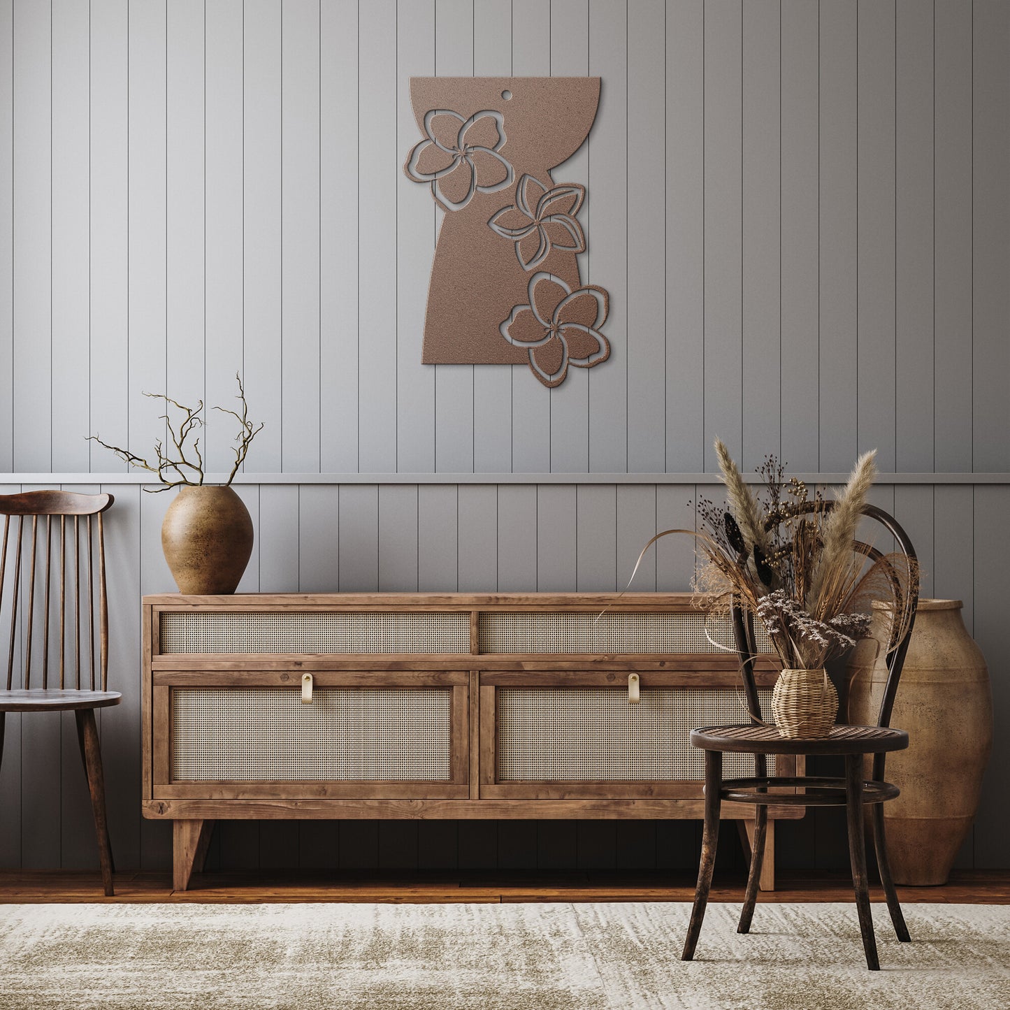Latte Stone Plumeria Guam CNMI Metal Wall Decor Sign